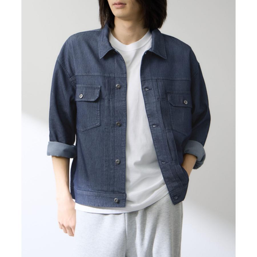 NAVY デニムジャケット メンズ レディース アウター Gジャン 綿混 冷感