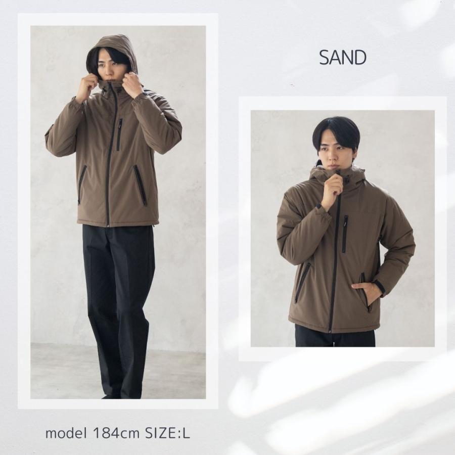 NAVY アウター パーカー メンズ 中綿 裏シャギー 耐久撥水 防風