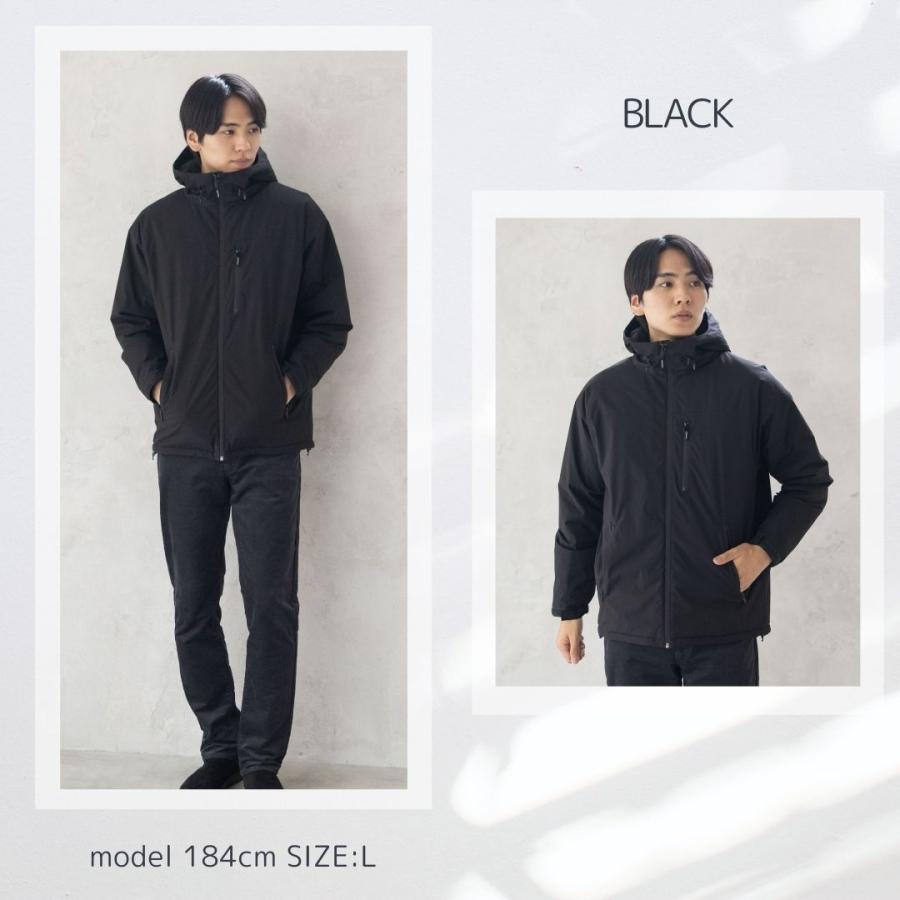 NAVY アウター パーカー メンズ 中綿 裏シャギー 耐久撥水 防風