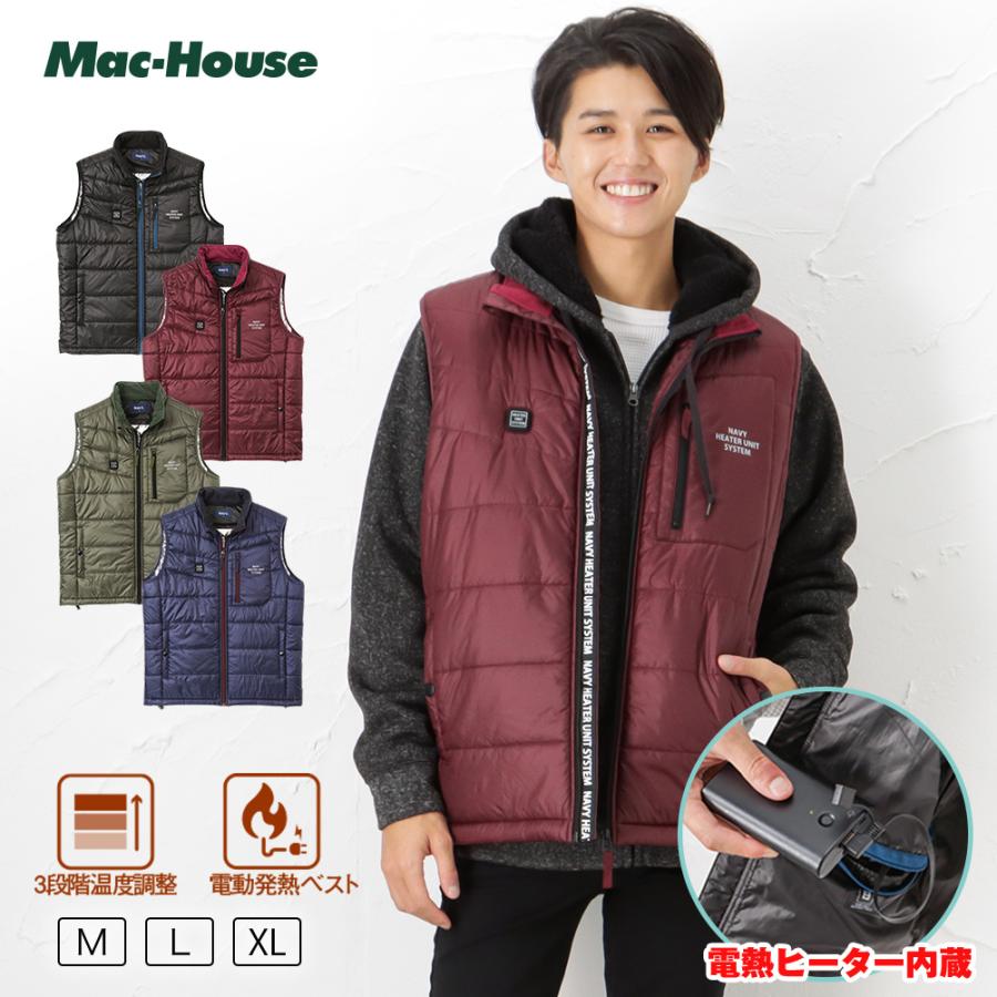 NAVY 中綿ベスト メンズ スタンドカラー ジップアップ 温度調節 ヒート