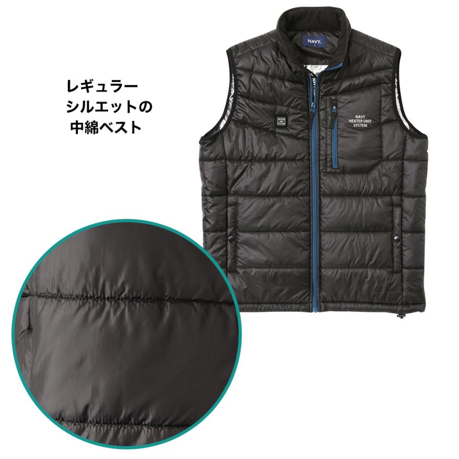 NAVY 中綿ベスト メンズ スタンドカラー ジップアップ 温度調節 ヒート