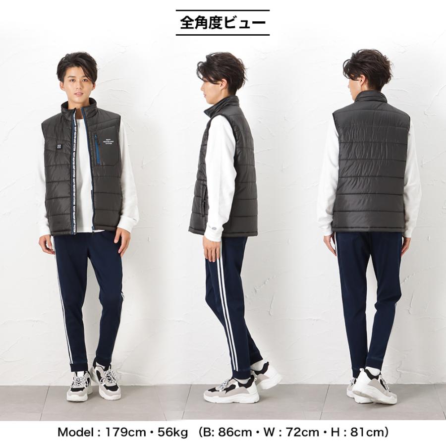 NAVY 中綿ベスト メンズ スタンドカラー ジップアップ 温度調節 ヒート