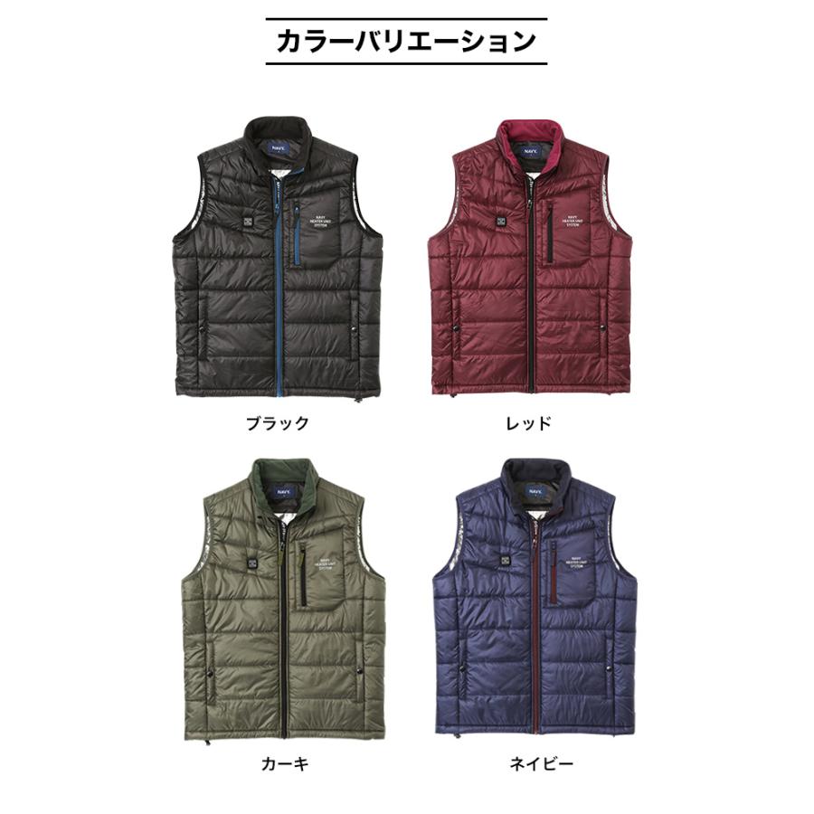 NAVY 中綿ベスト メンズ スタンドカラー ジップアップ 温度調節 ヒート
