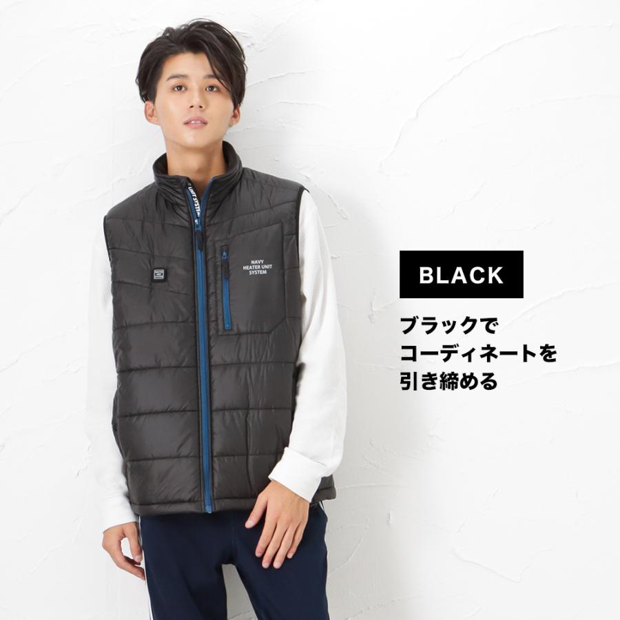 NAVY 中綿ベスト メンズ スタンドカラー ジップアップ 温度調節 ヒート