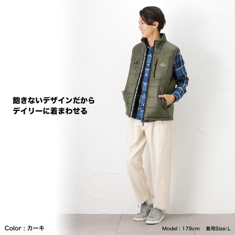 NAVY 中綿ベスト メンズ スタンドカラー ジップアップ 温度調節 ヒート