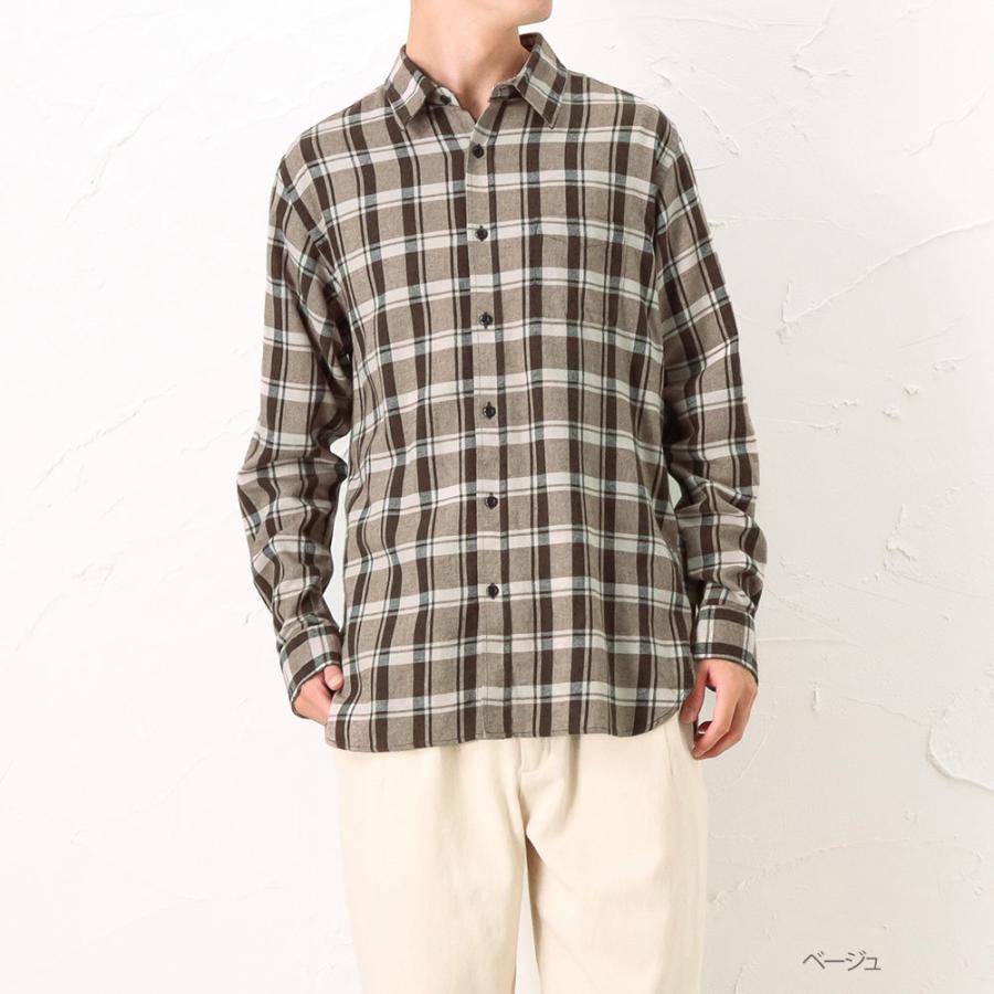 NAVY 長袖シャツ メンズ 綿100％ ネルシャツ チェック サスティナブル