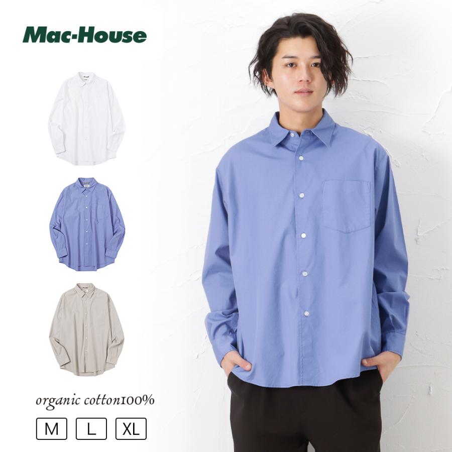 NAVY 長袖シャツ レギュラーカラー メンズ 綿100% オーガニック