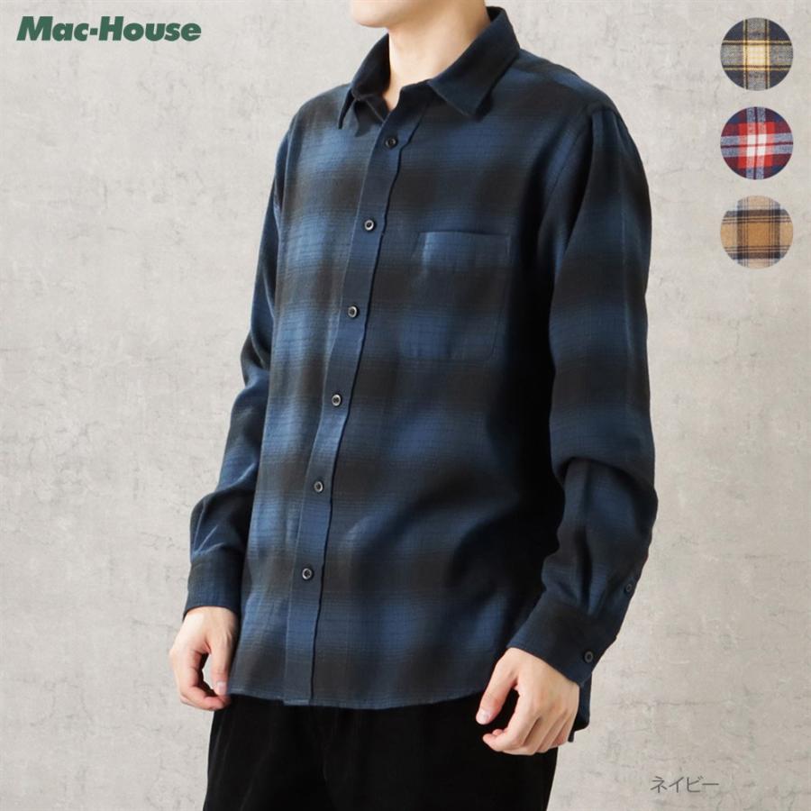 NAVY 長袖シャツ メンズ ネルシャツ チェック柄 サスティナブル