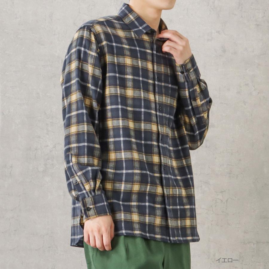 NAVY 長袖シャツ メンズ ネルシャツ チェック柄 サスティナブル