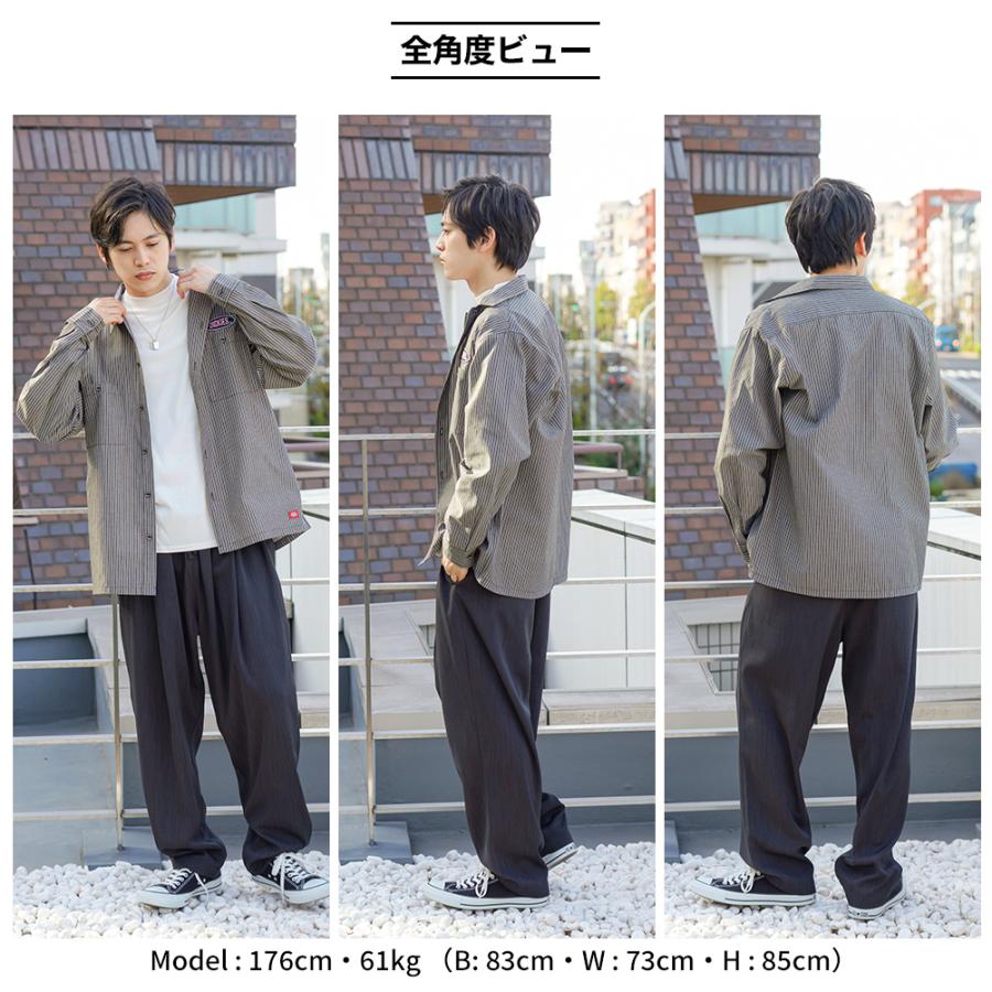 Dickies（ディッキーズ） 長袖シャツ メンズ ヒッコリー ストライプ 胸