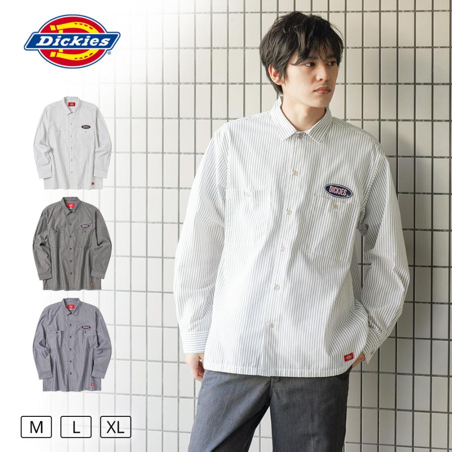 Dickies（ディッキーズ） 長袖シャツ メンズ ヒッコリー ストライプ 胸