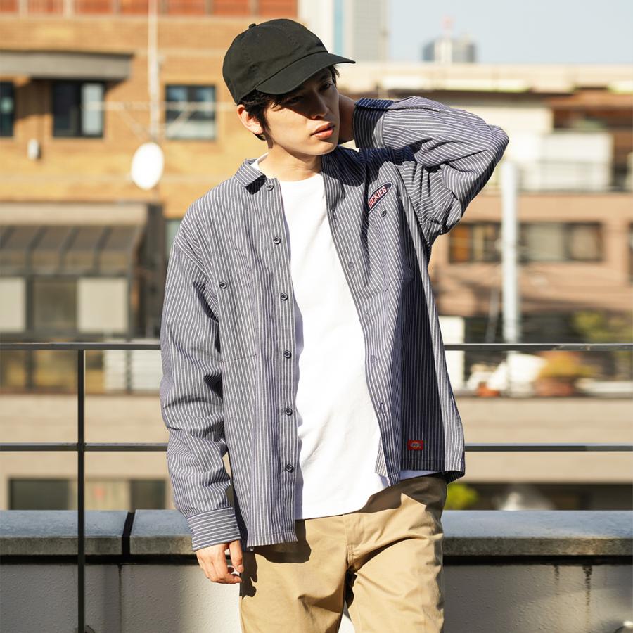 Dickies（ディッキーズ） 長袖シャツ メンズ ヒッコリー ストライプ 胸