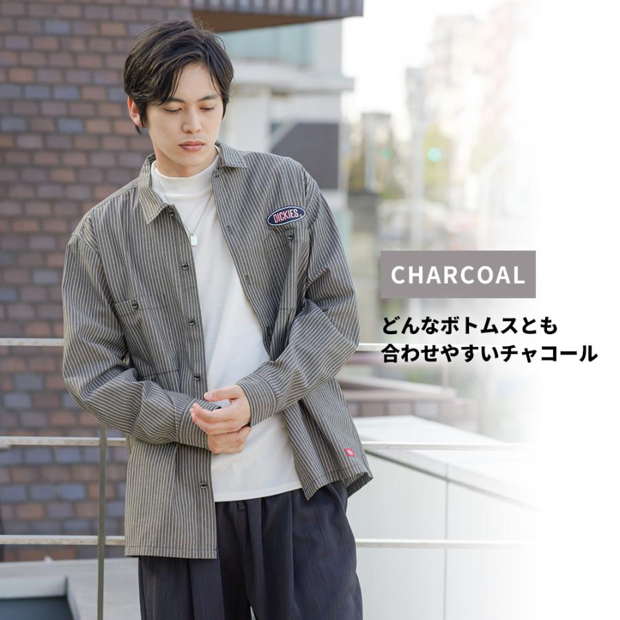 Dickies（ディッキーズ） 長袖シャツ メンズ ヒッコリー ストライプ 胸