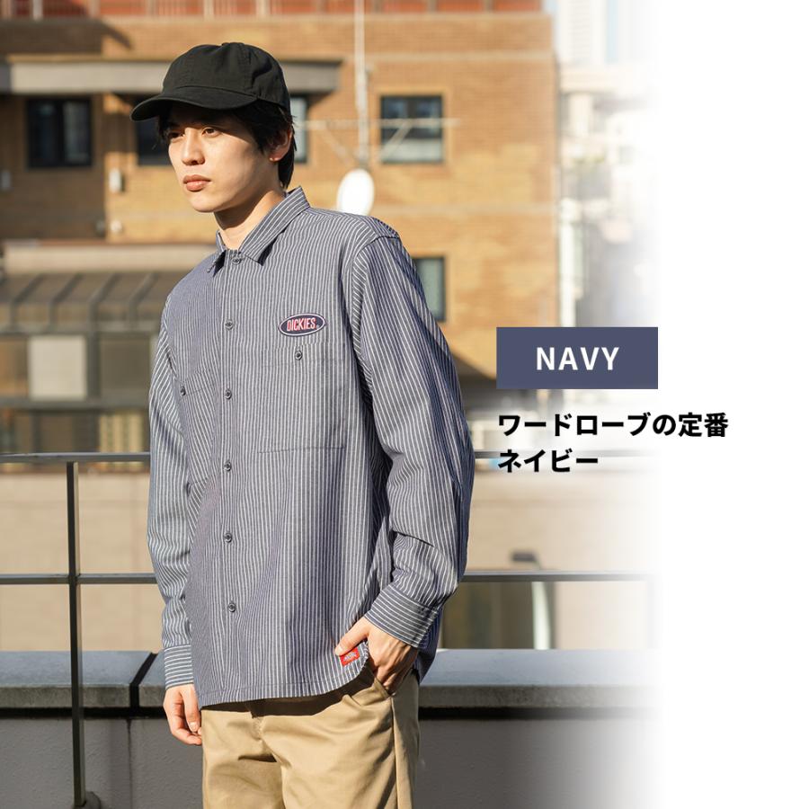 Dickies（ディッキーズ） 長袖シャツ メンズ ヒッコリー ストライプ 胸
