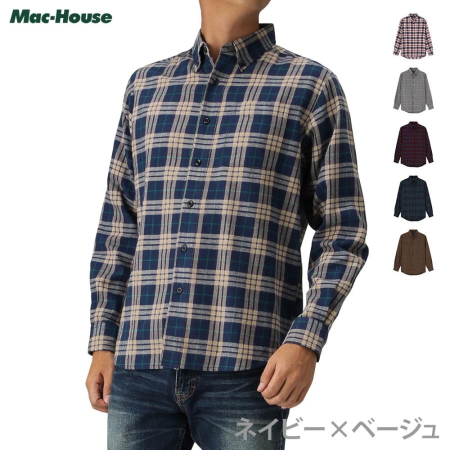 Navy ネイビー フランネルシャツ チェック ボタンダウンシャツ Ng195 Mf0 メンズ Mac House マックハウス 通販 Paypayモール
