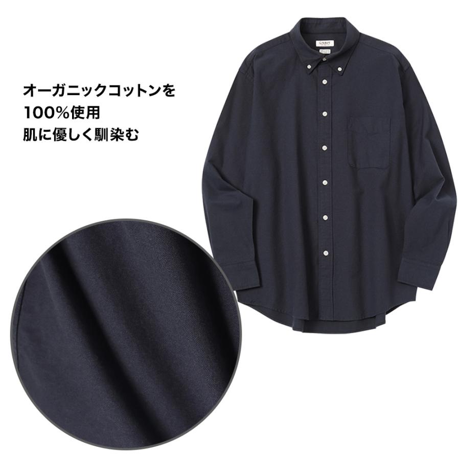 NAVY ボタンダウンシャツ メンズ 綿100% オーガニックコットン 長袖