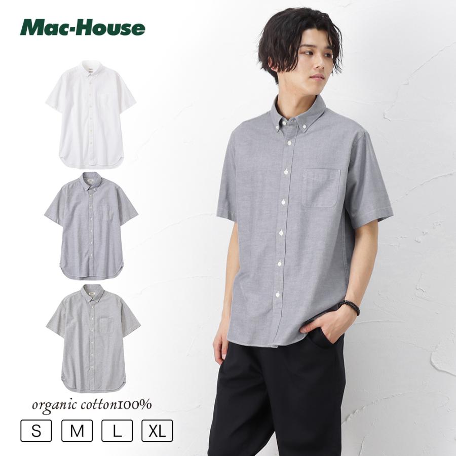NAVY ボタンダウンシャツ 半袖 シャツ メンズ トップス : Mac-House