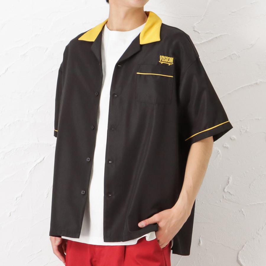 VISION STREET WEAR ボーリングシャツ メンズ ポリツイル 光沢感