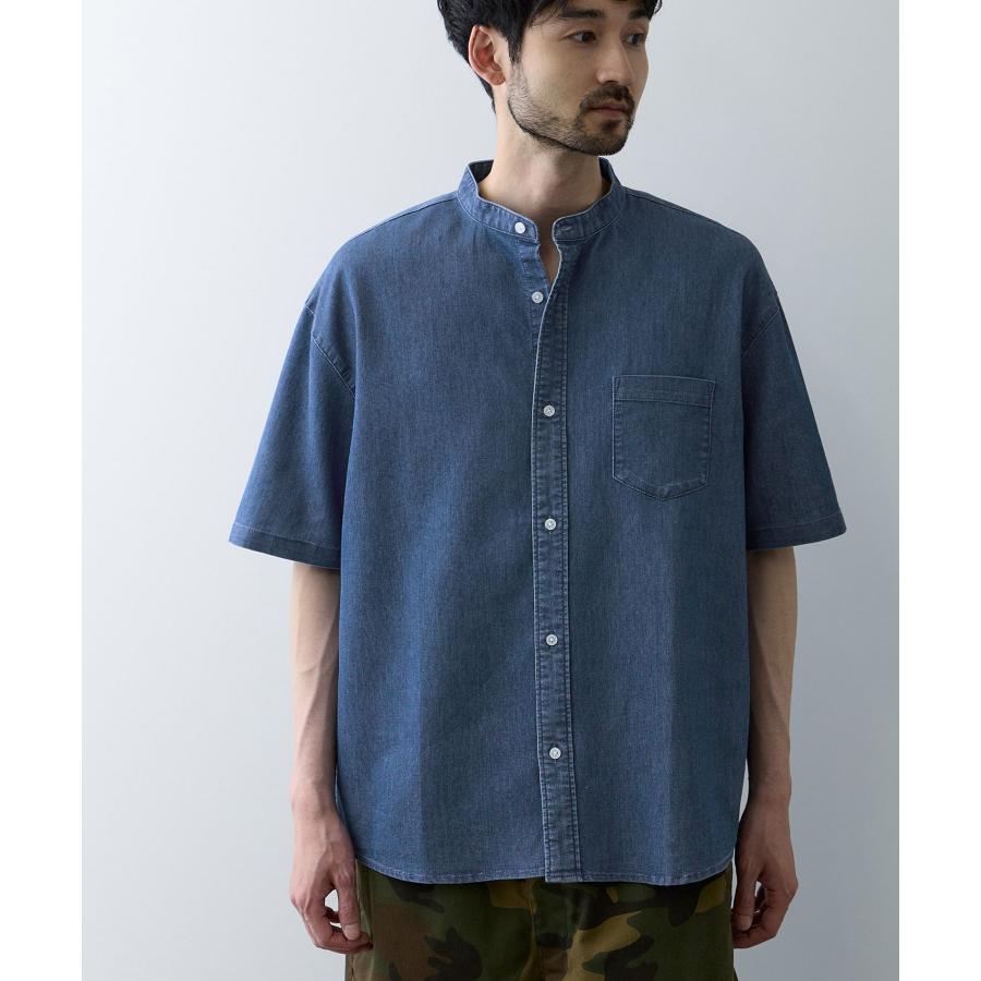 【entwa 】半袖　ダッチカラーシャツ ブルー NAVY シャツ メンズ レディース 半袖 UVカット 接触冷感 軽量 ひんやり