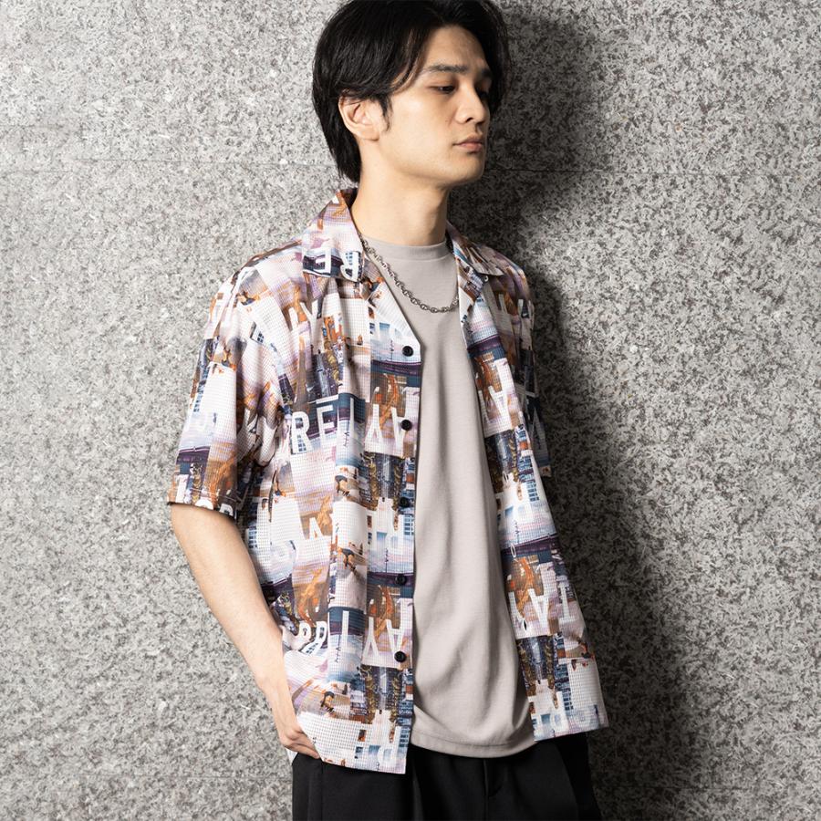 半袖シャツ メンズ アロハシャツ ストレッチ 接触冷感 ひんやり 通気性 防シワ 総柄 胸ポケット 開襟シャツ 羽織 カジュアルシャツ トップス Mac House マックハウス 通販 Paypayモール