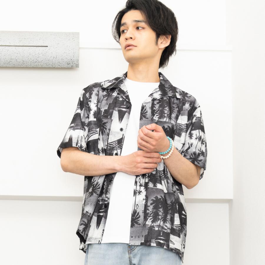半袖シャツ メンズ アロハシャツ ストレッチ 接触冷感 ひんやり 通気性 防シワ 総柄 胸ポケット 開襟シャツ 羽織 カジュアルシャツ トップス Mac House マックハウス 通販 Paypayモール