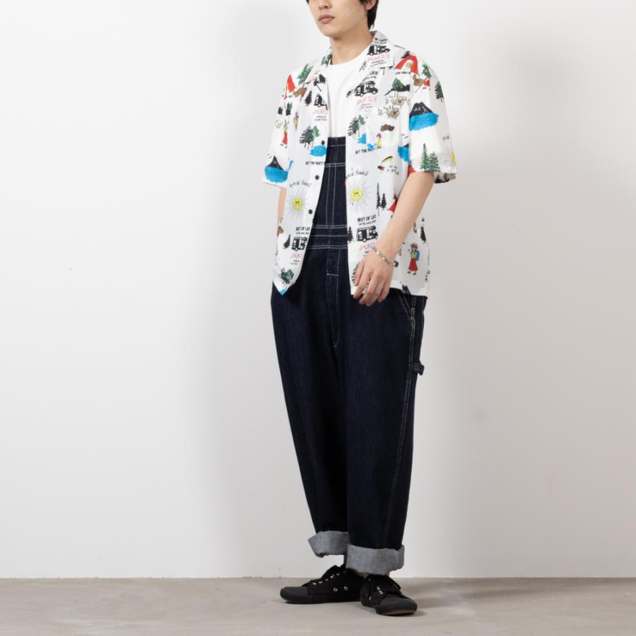 NAVY シャツ 半袖 メンズ ストレッチ シワ防止 オープンカラーシャツ