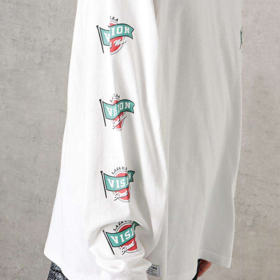 VISION STREET WEAR 長袖Tシャツ メンズ ロゴ刺繍 袖プリント VISION STREET WEAR 長袖Tシャツ メンズ ロゴ刺繍 袖プリント