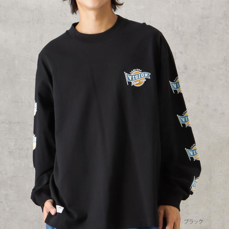 VISION STREET WEAR 長袖Tシャツ メンズ ロゴ刺繍 袖プリント VISION STREET WEAR 長袖Tシャツ メンズ ロゴ刺繍 袖プリント