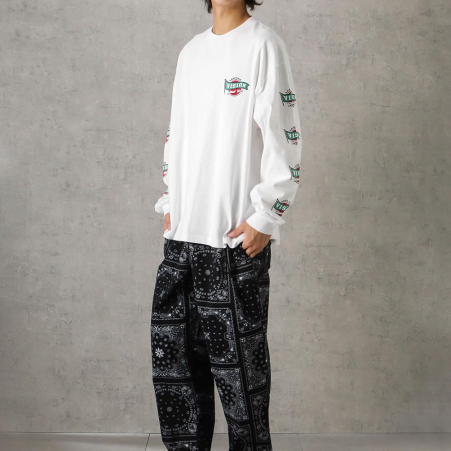 VISION STREET WEAR 長袖Tシャツ メンズ ロゴ刺繍 袖プリント VISION STREET WEAR 長袖Tシャツ メンズ ロゴ刺繍 袖プリント