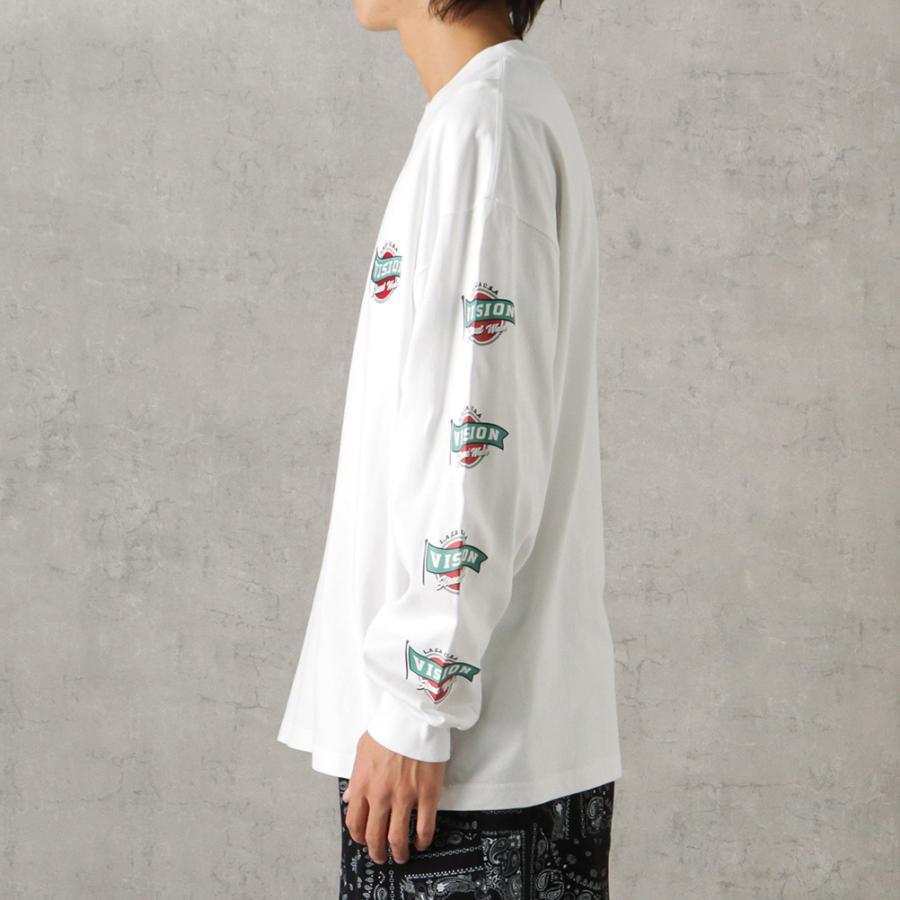VISION STREET WEAR 長袖Tシャツ メンズ ロゴ刺繍 袖プリント