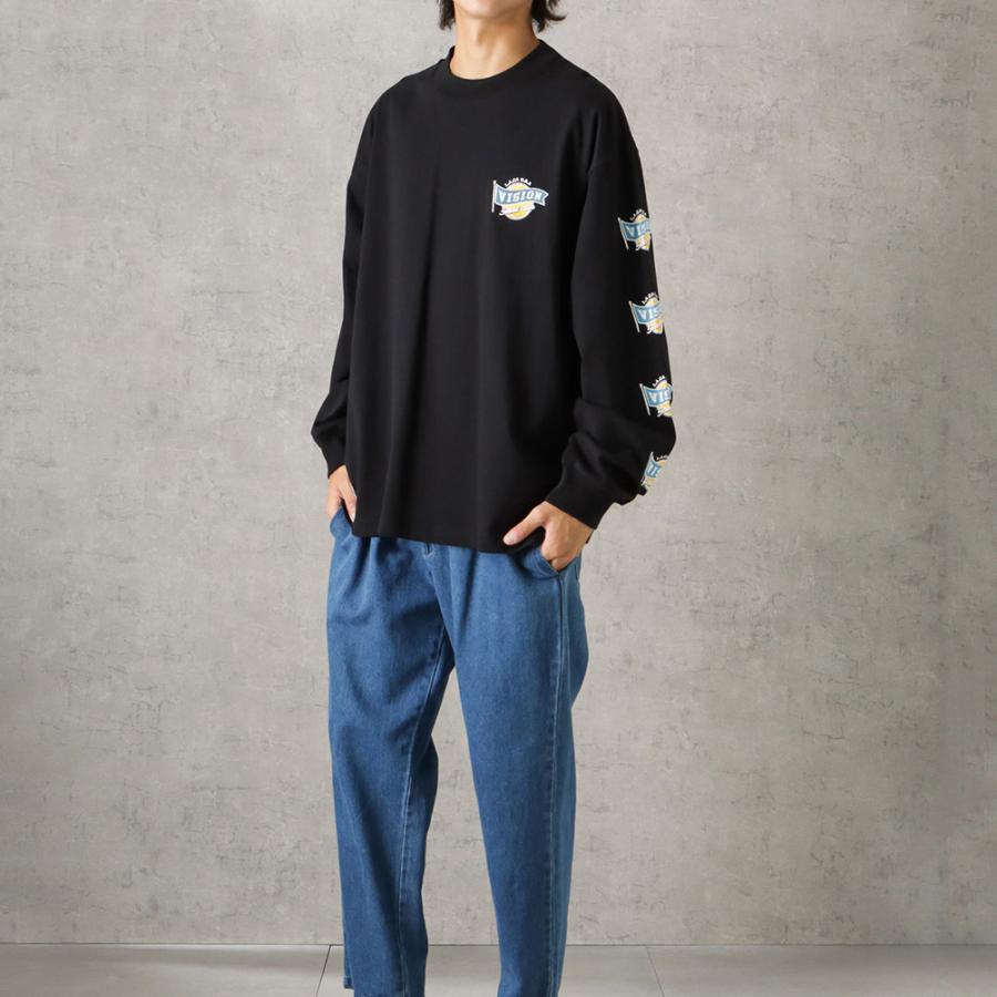 VISION STREET WEAR 長袖Tシャツ メンズ ロゴ刺繍 袖プリント