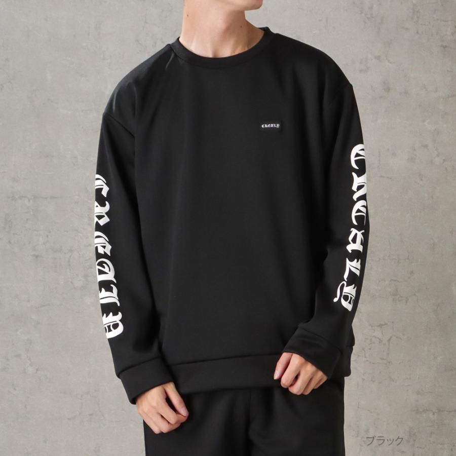 トレーナー メンズ ポンチ素材 プルオーバー バックプリント 袖