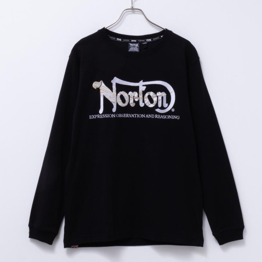 Norton ノートン Tシャツ メンズ 綿100% 長袖 クルーネック ロゴ ロンT トップス