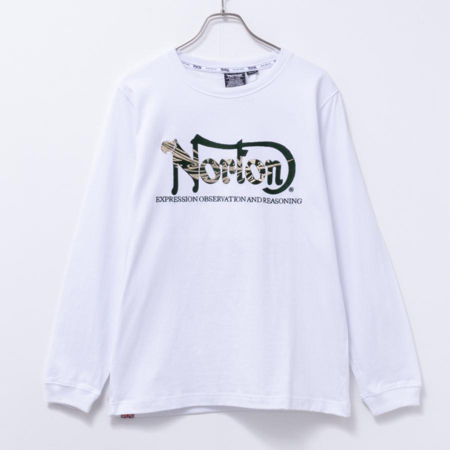 Norton ノートン Tシャツ メンズ 綿100% 長袖 クルーネック ロゴ ロンT トップス