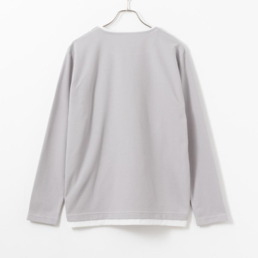 NAVY Tシャツ メンズ 長袖 フェイクレイヤード 無地 ロンT キーネック