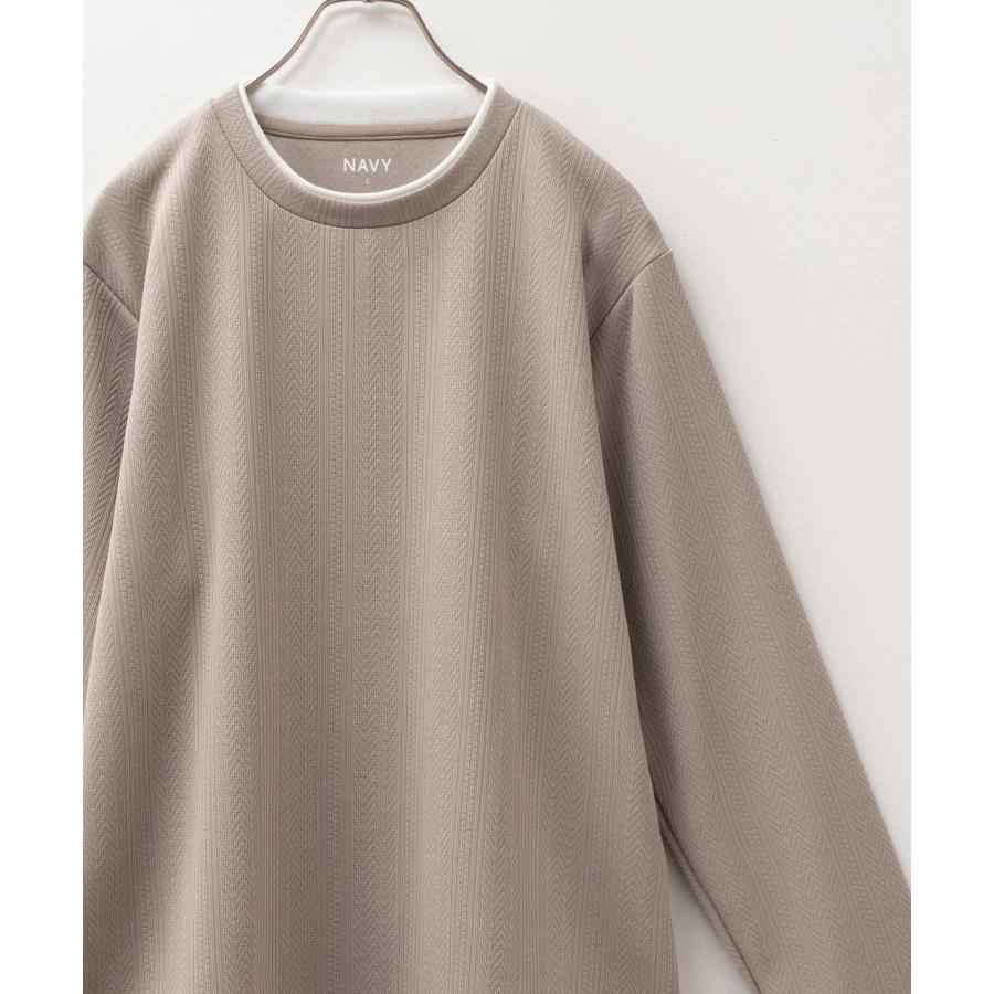 NAVY Tシャツ メンズ 長袖 ロンT フェイクレイヤード シワになりにくい
