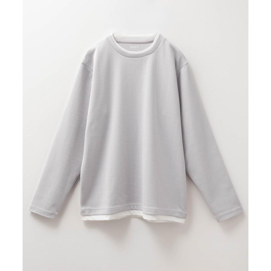 NAVY Tシャツ メンズ 長袖 ロンT フェイクレイヤード シワになりにくい