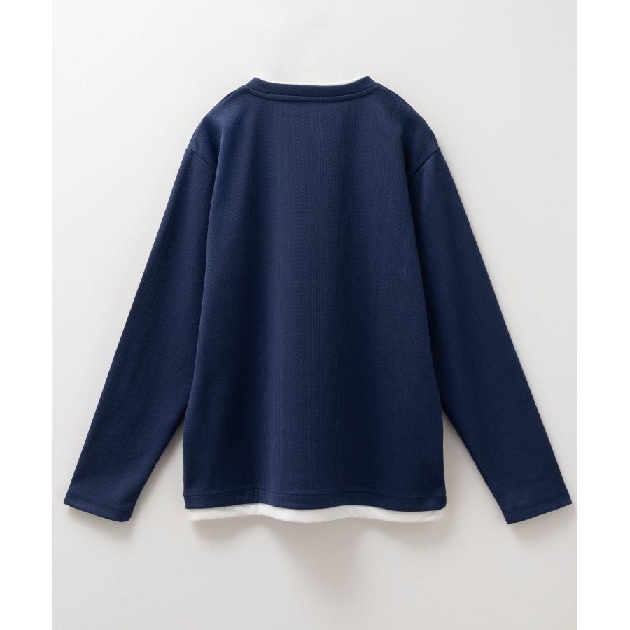 NAVY Tシャツ メンズ 長袖 ロンT フェイクレイヤード シワになりにくい