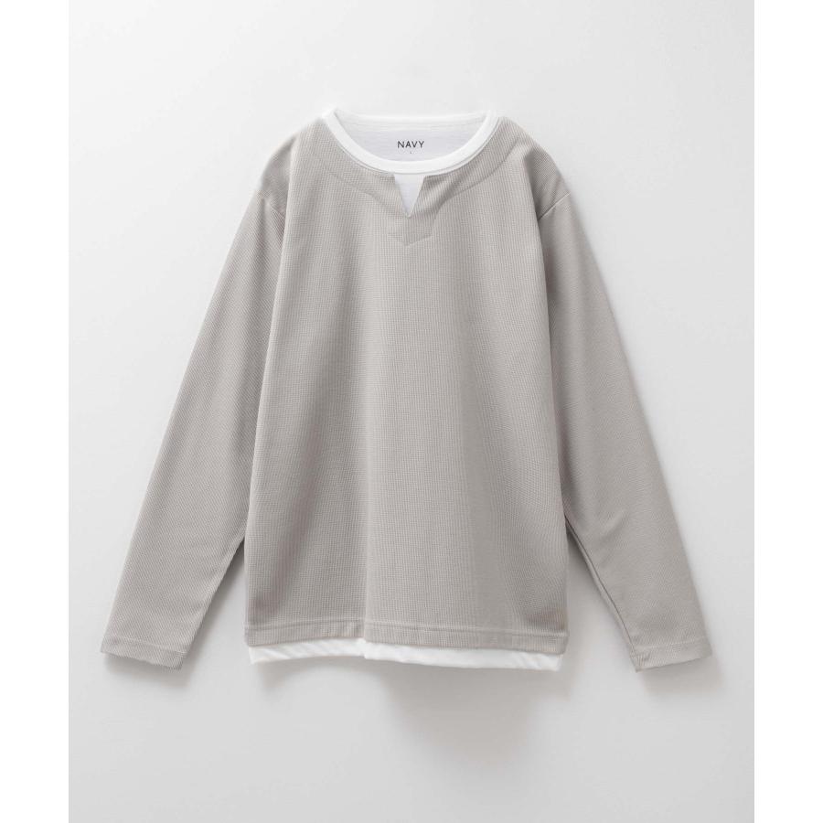 NAVY Tシャツ メンズ 長袖 ロンT フェイクレイヤード 鹿の子