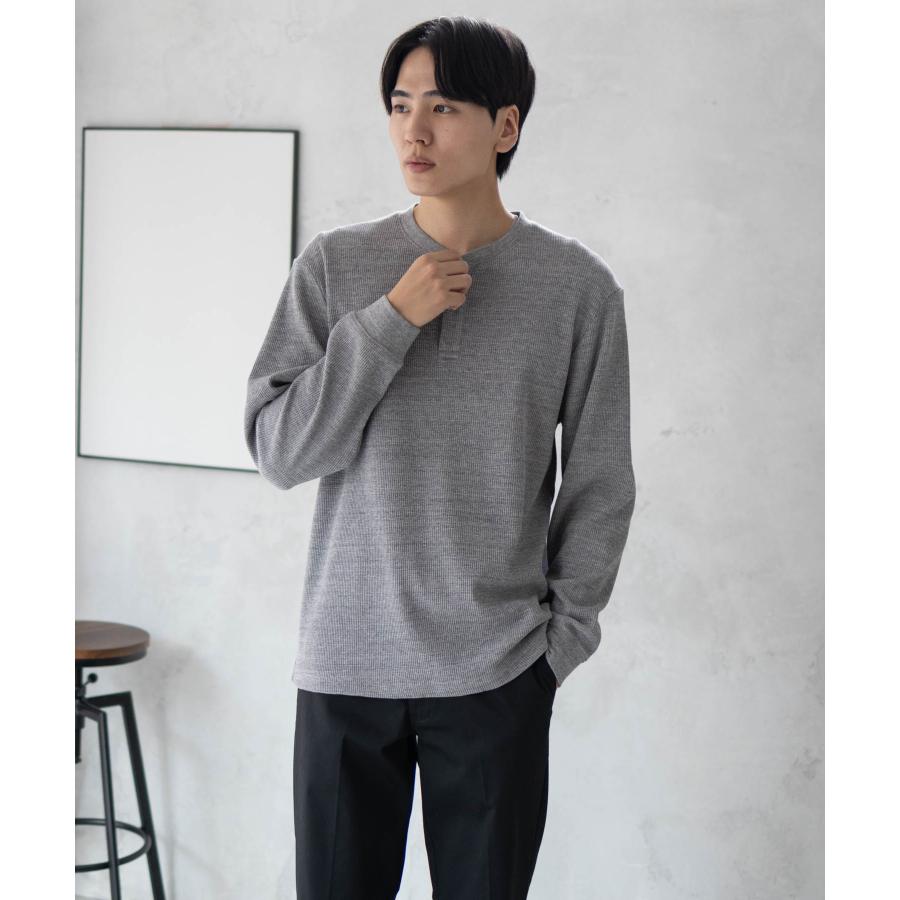 GOOD CREW グッドクルー Tシャツ メンズ 長袖 ワッフル素材 ヘンリー 