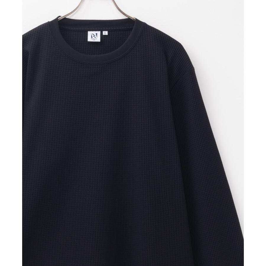 NAVY Tシャツ メンズ 長袖 ロンT ワッフル素材 抗菌防臭 撥水 UVカット