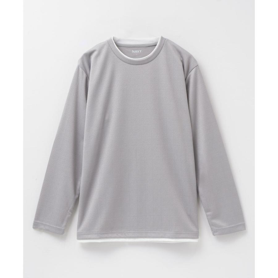 NAVY Tシャツ メンズ 長袖 ロンT フェイクレイヤード ストライプ
