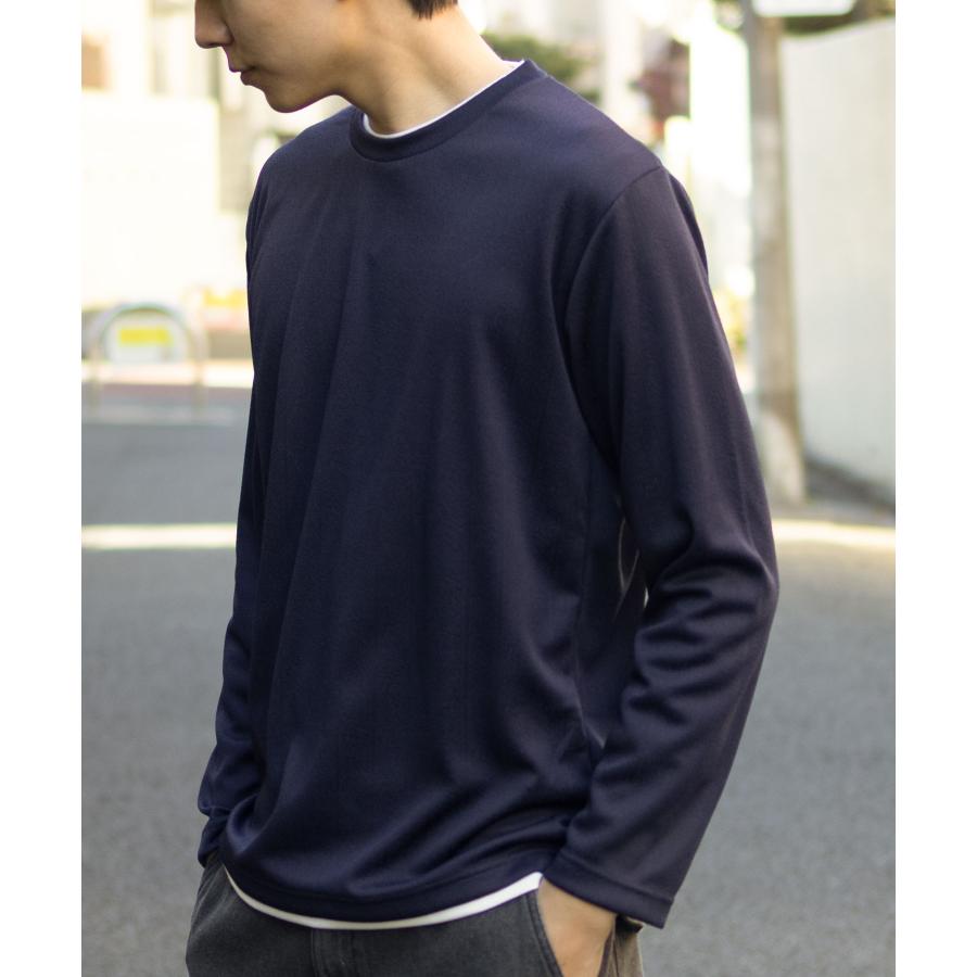 NAVY Tシャツ メンズ 長袖 ロンT フェイクレイヤード ストライプ