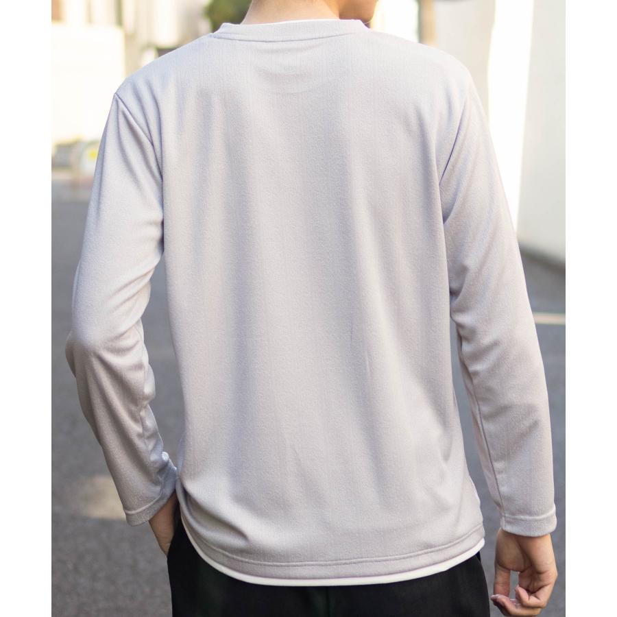 NAVY Tシャツ メンズ 長袖 ロンT フェイクレイヤード ストライプ
