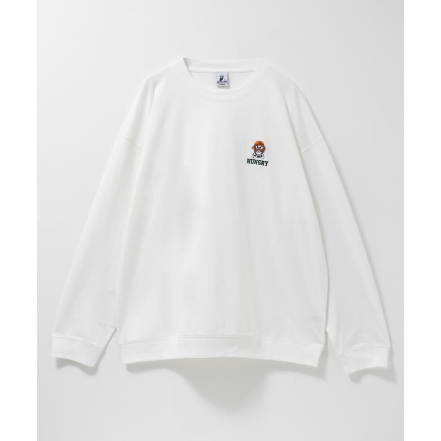 Tシャツ ロンT メンズ 長袖 綿100％ コットン 髭 オジサン 刺繍 クルー