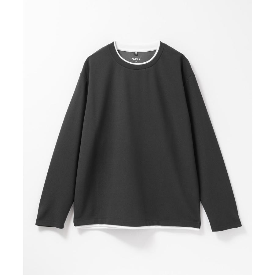 NAVY Tシャツ メンズ 長袖 ロンT フェイクレイヤード 無地 シンプル 
