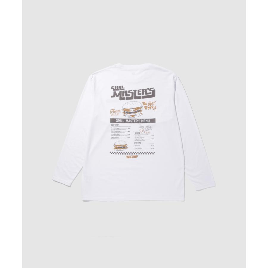 Tシャツ メンズ 長袖 ロンT 綿混 フードメニュー バックプリント