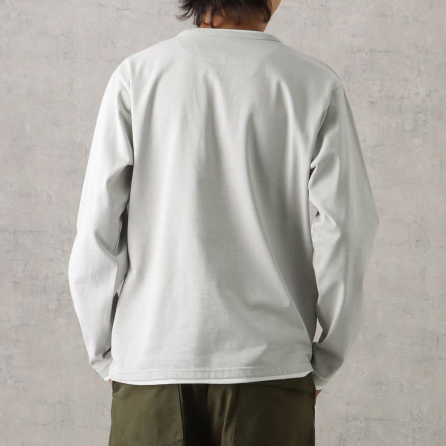 長袖Tシャツ メンズ 吸水速乾 Yネック ヘンリーネック フェイク
