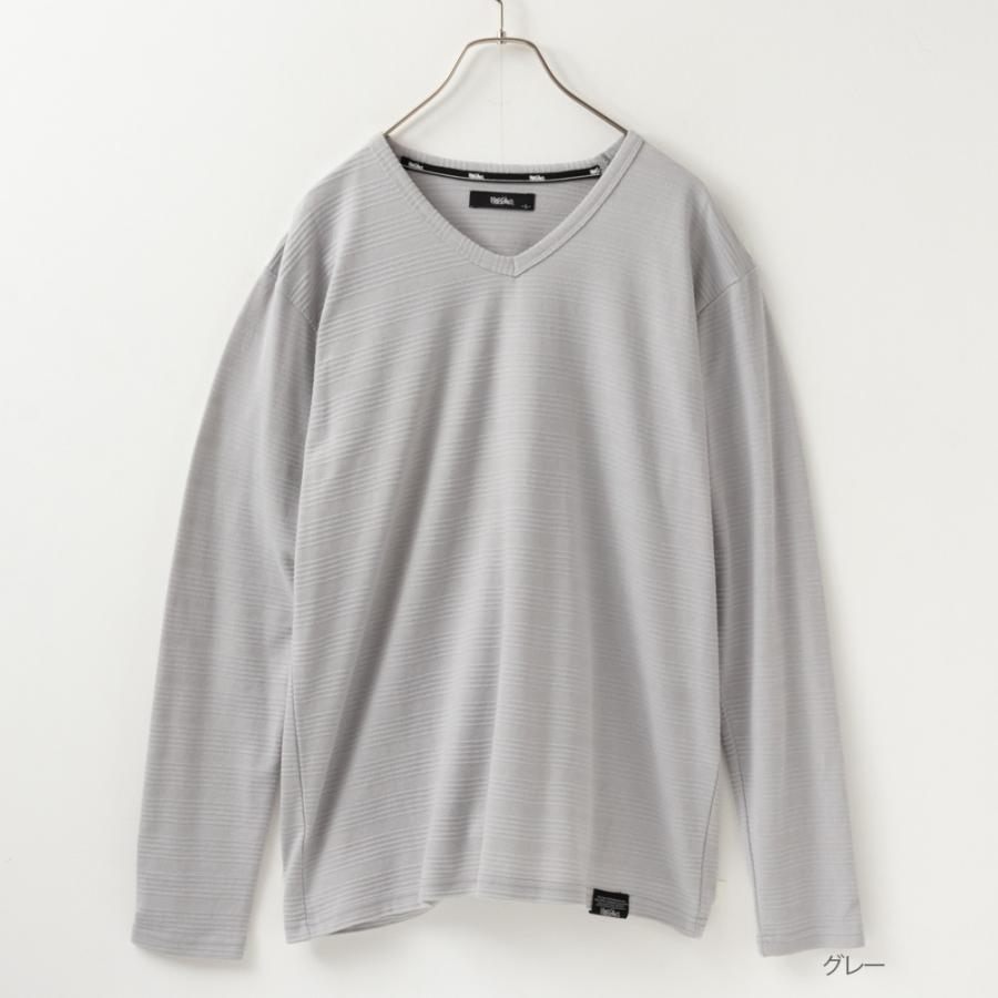 mossimo（モッシモ） Tシャツ メンズ 長袖 タックボーダー Vネック