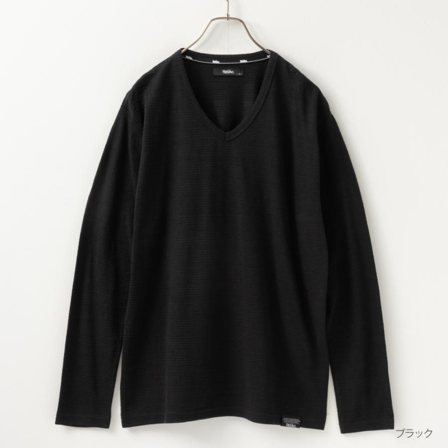 mossimo（モッシモ） Tシャツ メンズ 長袖 タックボーダー Vネック